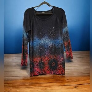 Desigual Blue & Silver Long Sleeve Top